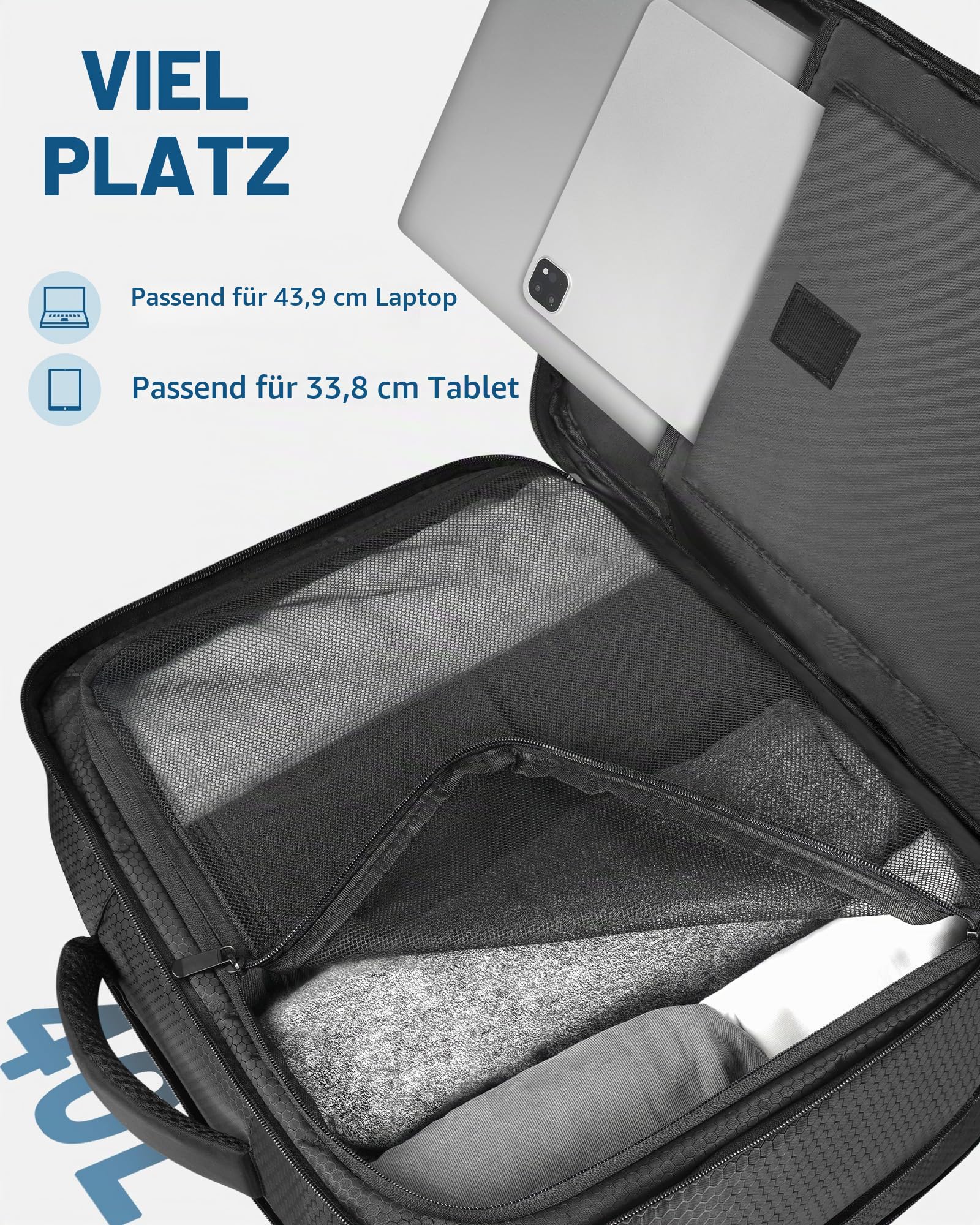 PEKREWS Mavic 3 Pro Tasche, Erweiterbar Handgepäck Rucksack für DJI RC/Pro/N1 Controller, Hartschale Tragetasche Wasserabweisende Reisetasche für 17,3 Zoll Laptop, Fly More Combo und Drohne Zubehör