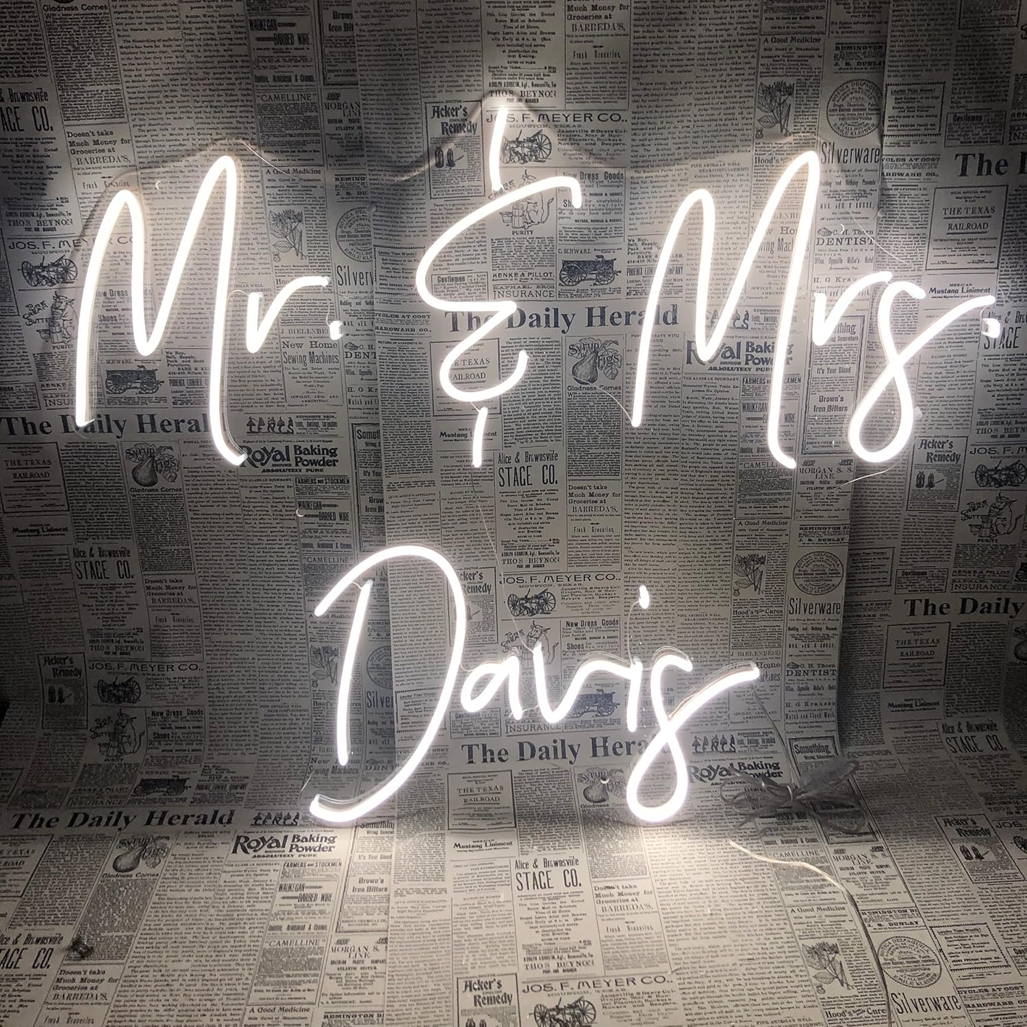 Custom LED Neon Light Signs for Wedding Bedroom Party Birthday Personalized Neon Text Sign Customizable Size Color Fonts Name Neon Signs for Indoor Use(2 Lines Text, 20 Length)(CUSTOM-1)