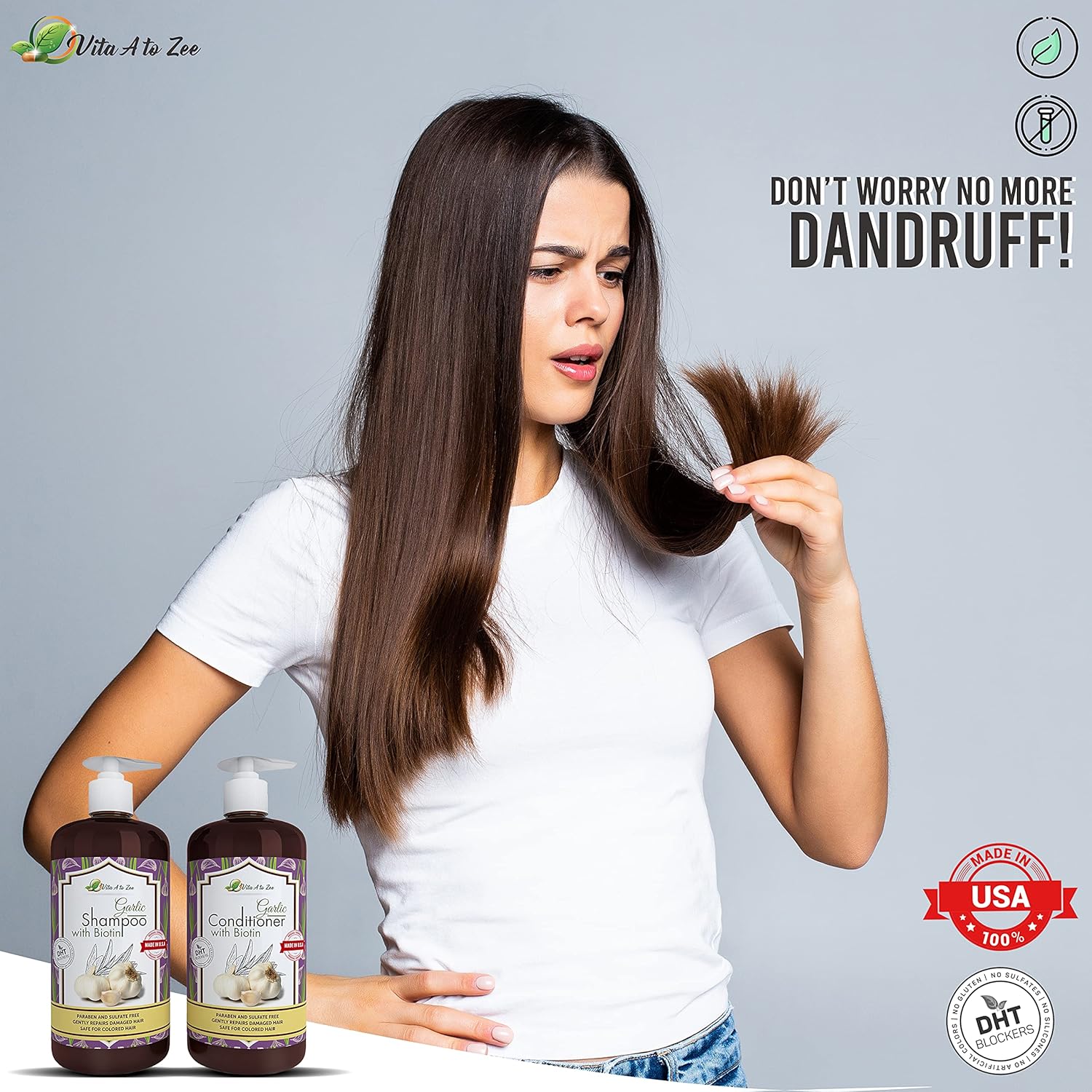 Garlic Hair Shampoo & Conditioner with Anti DHT Blocker – Garlic Natural Hair Treatment for Hair Growth, Loss, Thinning & Itchy Scalp – Sulfate & Paraben Free, Cruelty Free & Vegan - Image 3