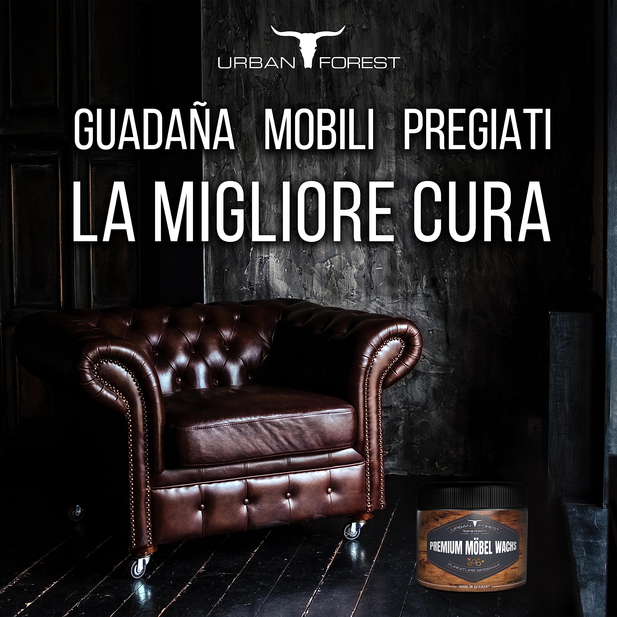 Cera para muebles incolora para el cuidado de muebles y protección de la madera | Cera para madera para el cuidado de la madera para muebles de madera | PREMIUM FURNITURE WAX de URBAN FOREST 500ml
