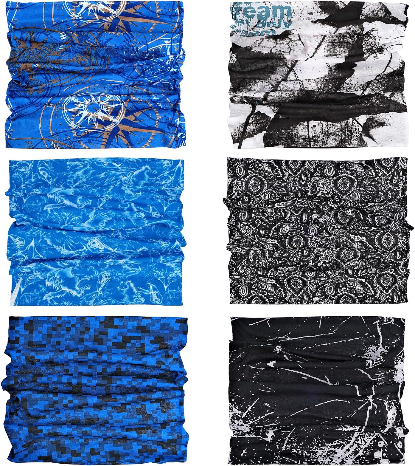 Multifunctional Snoods for Men 6 PCS Neck Warmers Men Cycling Snoods for Men Neck Gaiter Bandana Elastic Tube Magic Headwear for Cycling Hiking Running Yoga Birthday Gift Christmas Gifts For Men