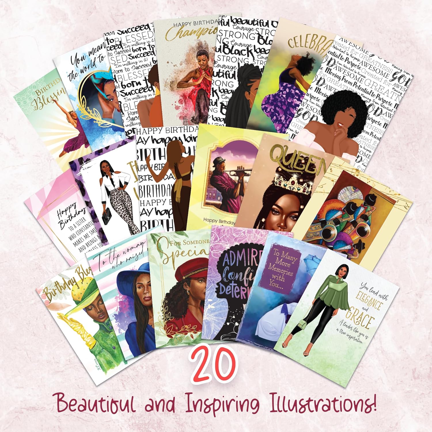 African American Birthday Cards Assortment Box – Set of 18 All Occasion Black Greeting Cards with Envelopes – Beautiful Black Women Designs – Premium Cardstock - Image 4