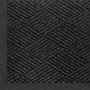 M+A Matting 2297 Waterhog Eco Premier Fashion PET Polyester Fiber Indoor/Outdoor Floor Mat, SBR Rubber Backing, 3 Length x 2 Width, 3/8" Thick, Black Smoke