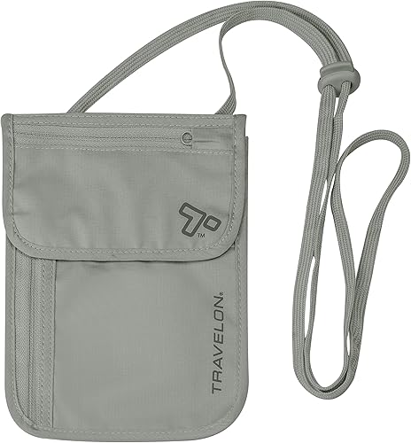 Travelon Cartera de viaje con bolsa de cuello para ropa interior, Gris, Bolsa de cuello de ropa interior con bloqueo RFID