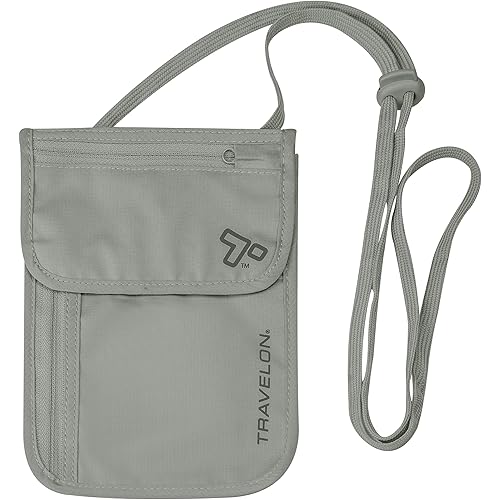 Travelon Rfid Blocking Undergarment Neck Pouch Travel Wallet, Gray, One Size