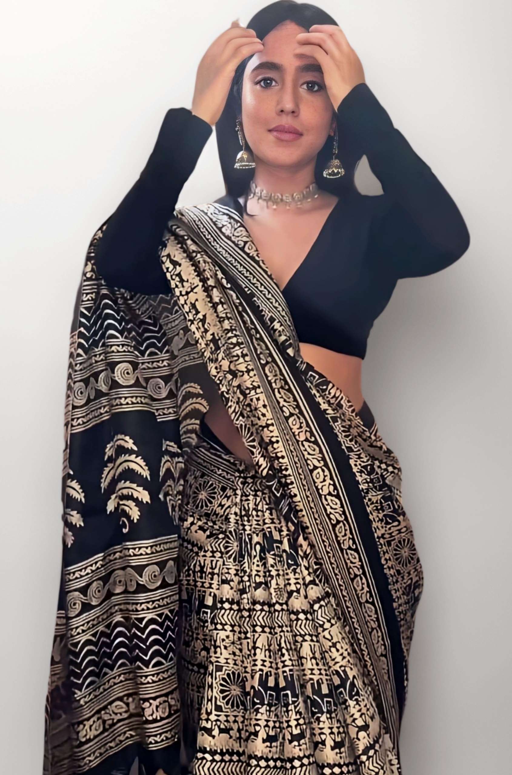 Women's Art Silk Kalamkari Print Saree With Blouse Piece