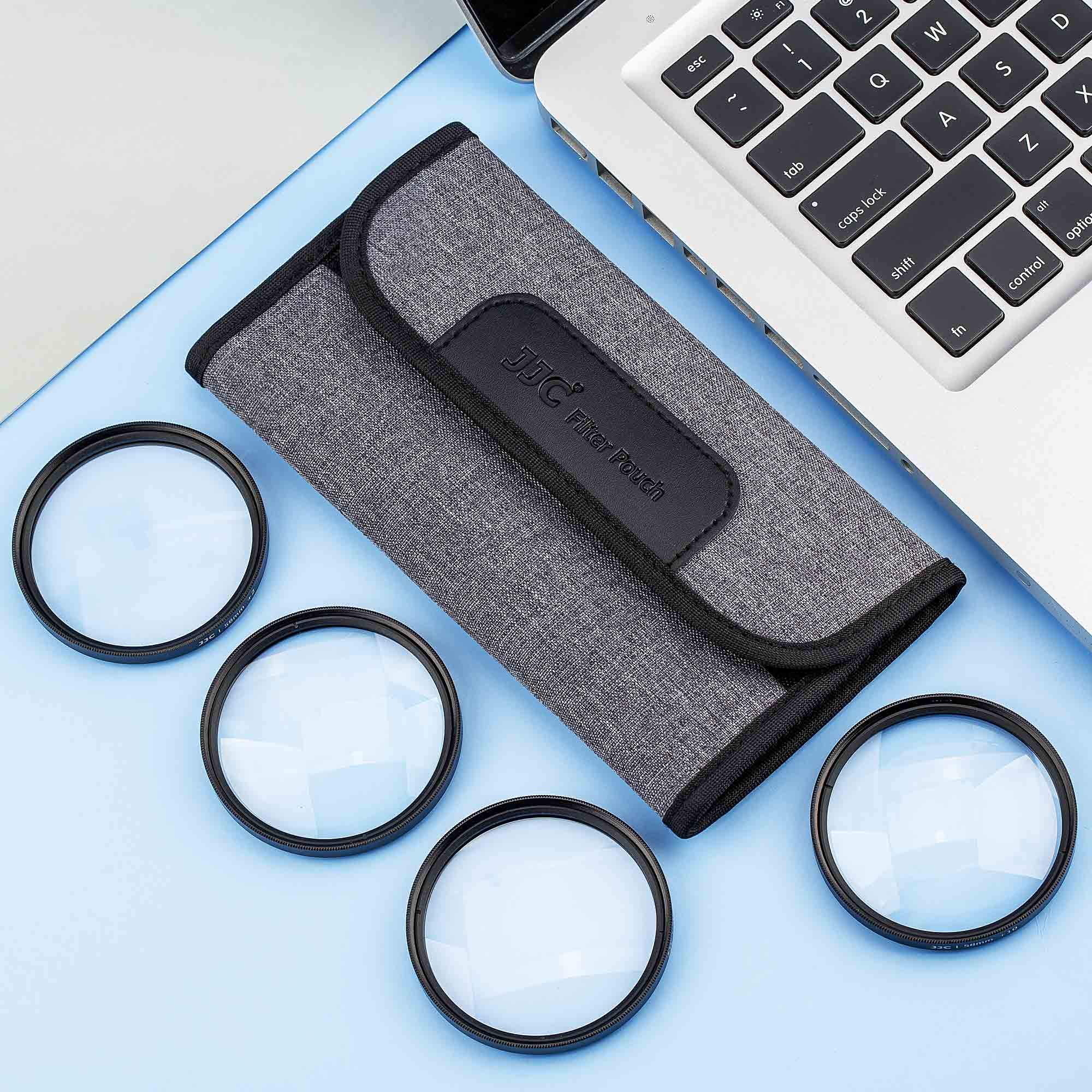 Kit filtri macro per primi piani JJC 67 mm (+2, +4, +8, +10) con custodia per filtro per Sony A7 A7C A7R A7S A9 + FE 20 mm f / 1.8 G e altra fotocamera con obiettivo filettato da 67 mm