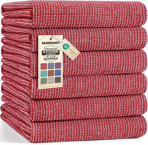 Miniatura 16 de Mordimy Paquete de 6 paños de cocina de alta calidad (18 x 28 pulgadas, negro), toalla de mano grande de algodón, paños planos y de rizo para secar