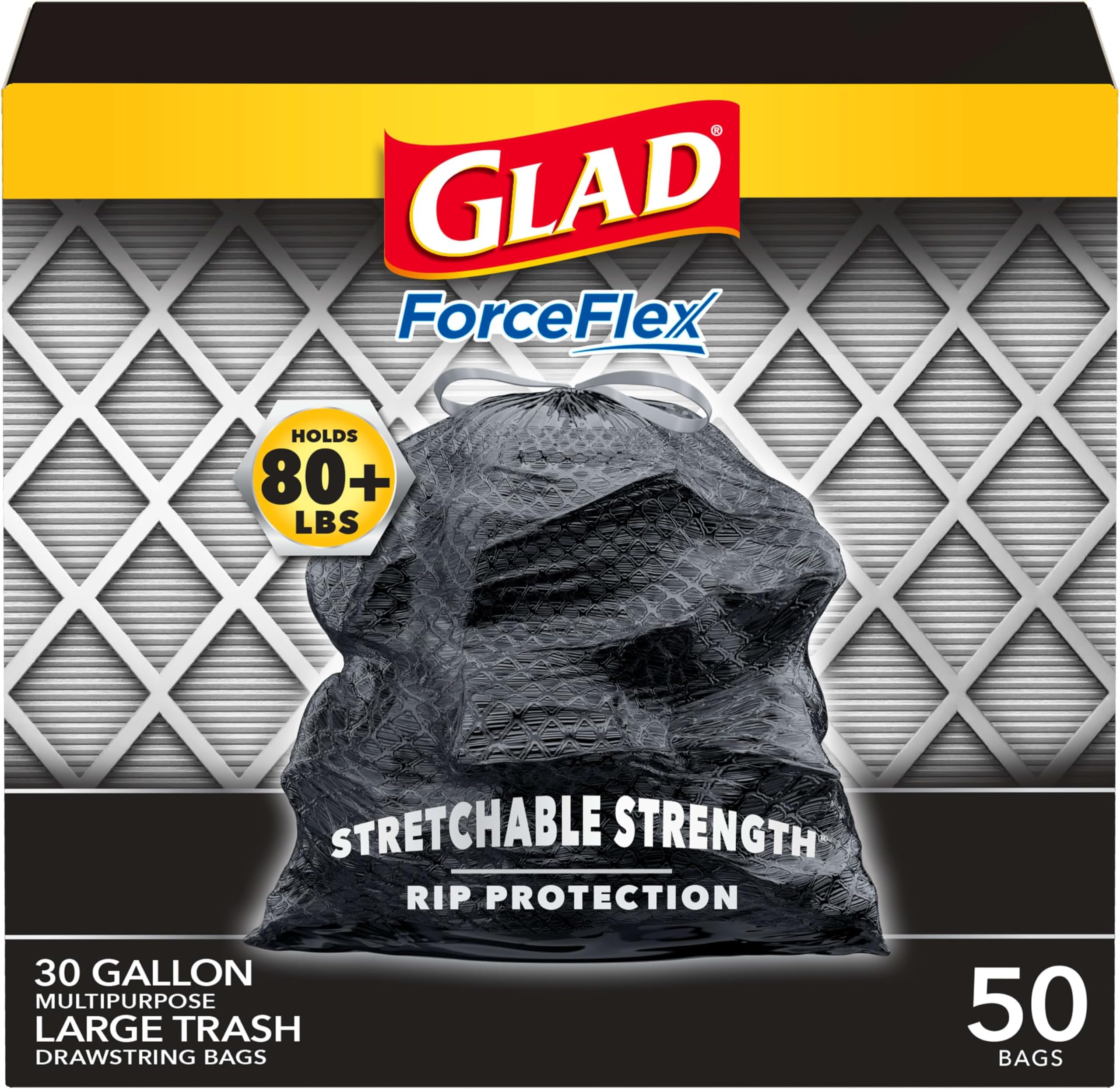 Glad Trash Bags, ForceFlexPlus Drawstring Large Garbage