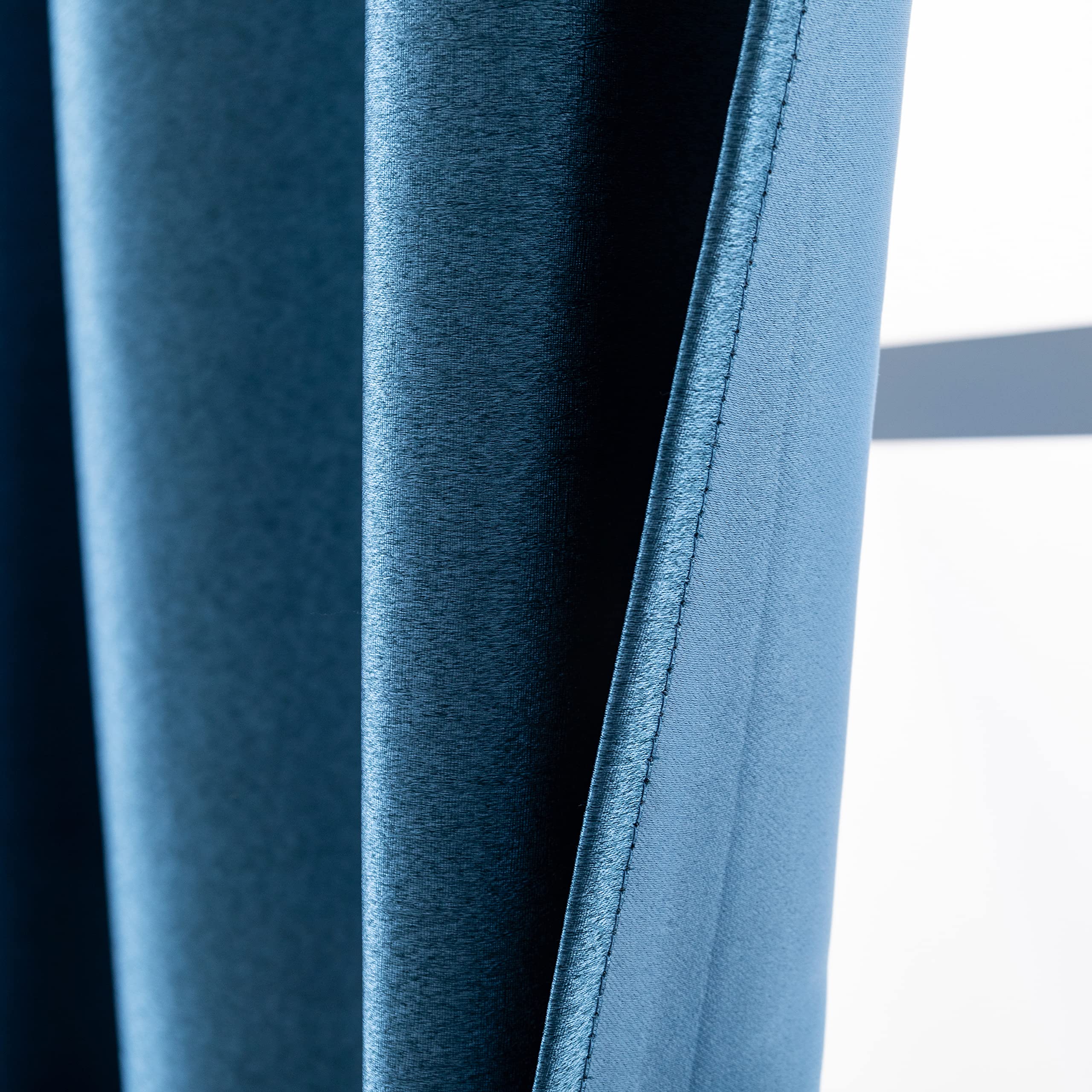 GIRASOLE HOME Coppia Tende Oscuranti Effetto Metallizzato Tenda Isolante per Soggiorno Camera Ufficio Balcone Porta Finestra 2 Pannelli con Occhielli (Blu, 140x235cm)