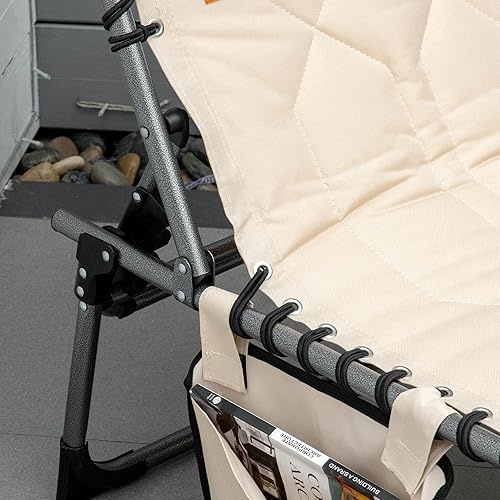 Miniatura 9 de Outsunny Tumbona plegable acolchada, silla de bronceado reclinable de 6 niveles para exteriores, con reposacabezas para playa, patio, piscina, beige