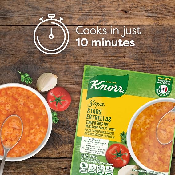 Knorr Sopa Soup Mix Tomato Soup with Star Pasta Made with Real Vegetables and Spices 3.5 oz