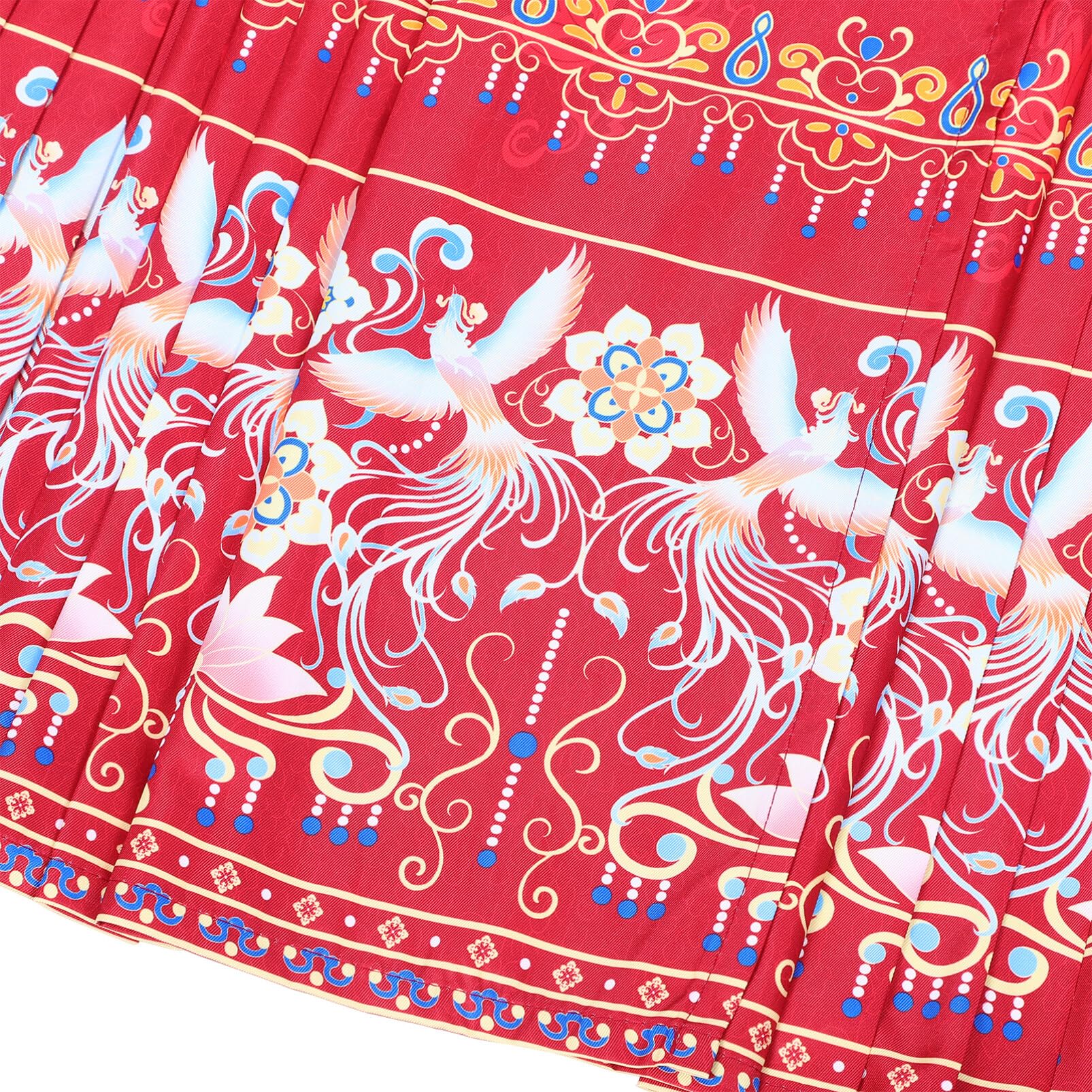 Falda Con Cara De Caballo Chino Faldas Hanfu Falda Larga Plisada Tradicional Ropa Para Niñas Pequeñas 130Cm Rojo