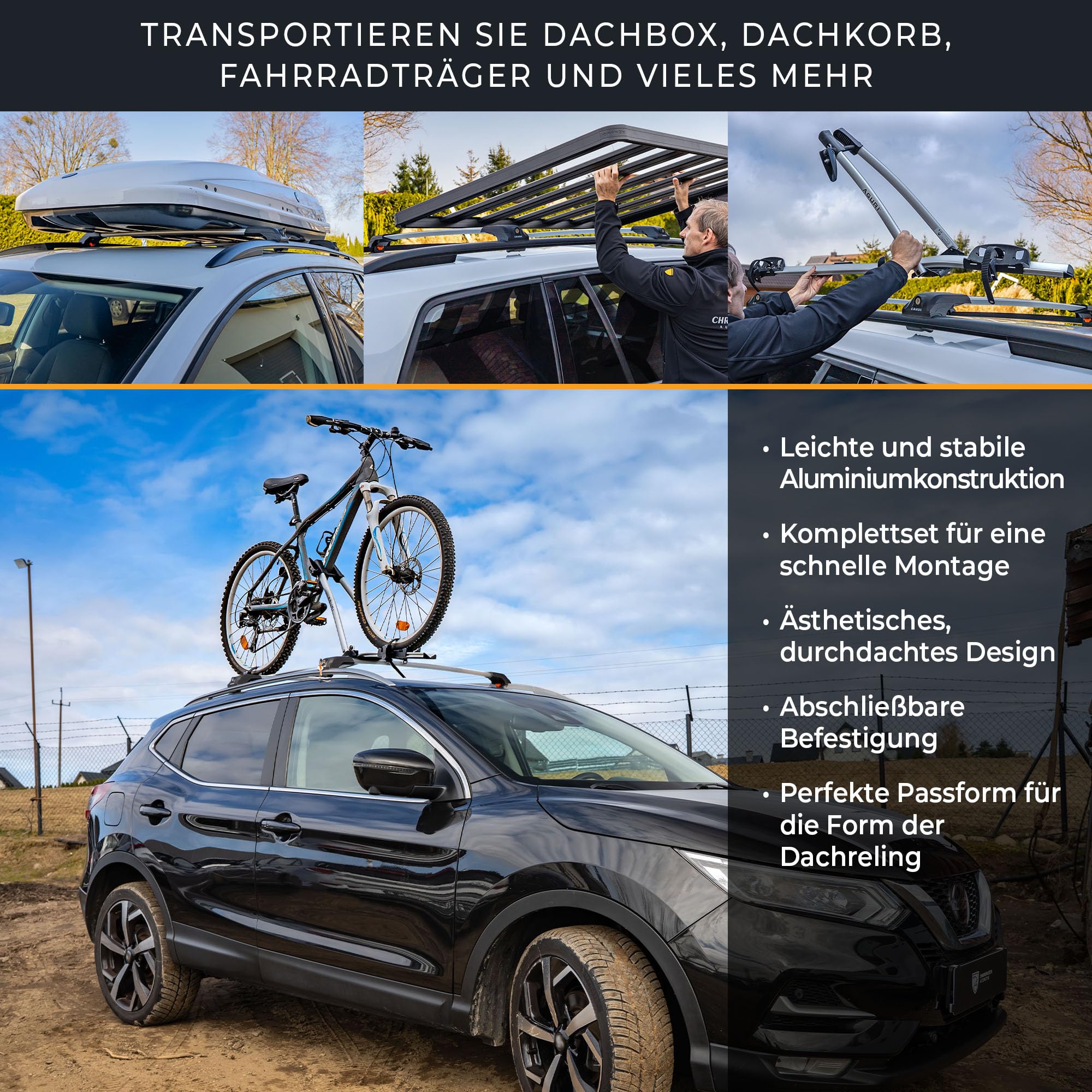 CHROMEMASTER Dachträger Dachgepäckträger für Ford Tourneo Custom 2012-2023 | Querträger aus leichtem und robustem Aluminium; Dachträger für Dachbox, Fahrradträger, Dachkorb, Dachplattform und Leiter