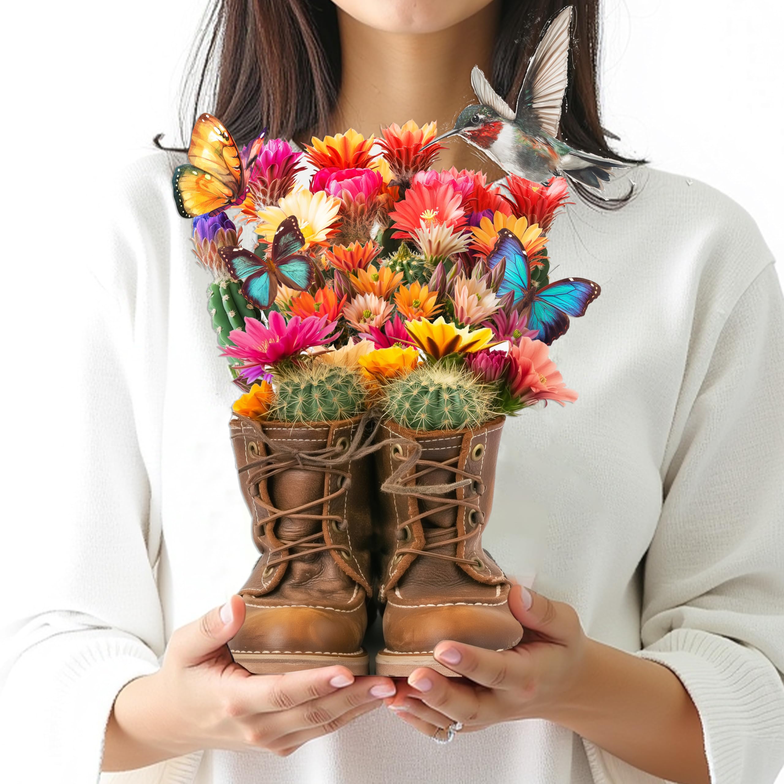 Pop-Up-Blumenkarten, Gerbera, Kolibri mit Laser, Vogel, Schmetterling und Umschlägen, Pop-Up-Gruß, 30,5 cm, blanko, 3D-Notizkarte, Geschenke, Geburtstag, Dankeskarten, 2 Stück