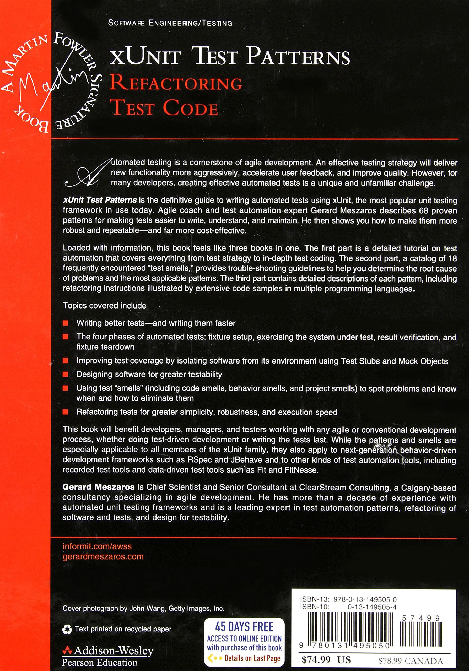 xUnit Test Patterns: Refactoring Test Code