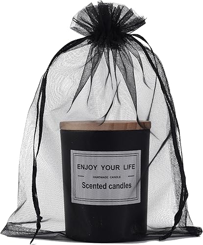 Miniatura 7 de YunKo 50 bolsas de organza de 6 x 9 pulgadas con cordón, bolsas de regalo de malla, bolsas de regalo de organza blanca transparente para bodas