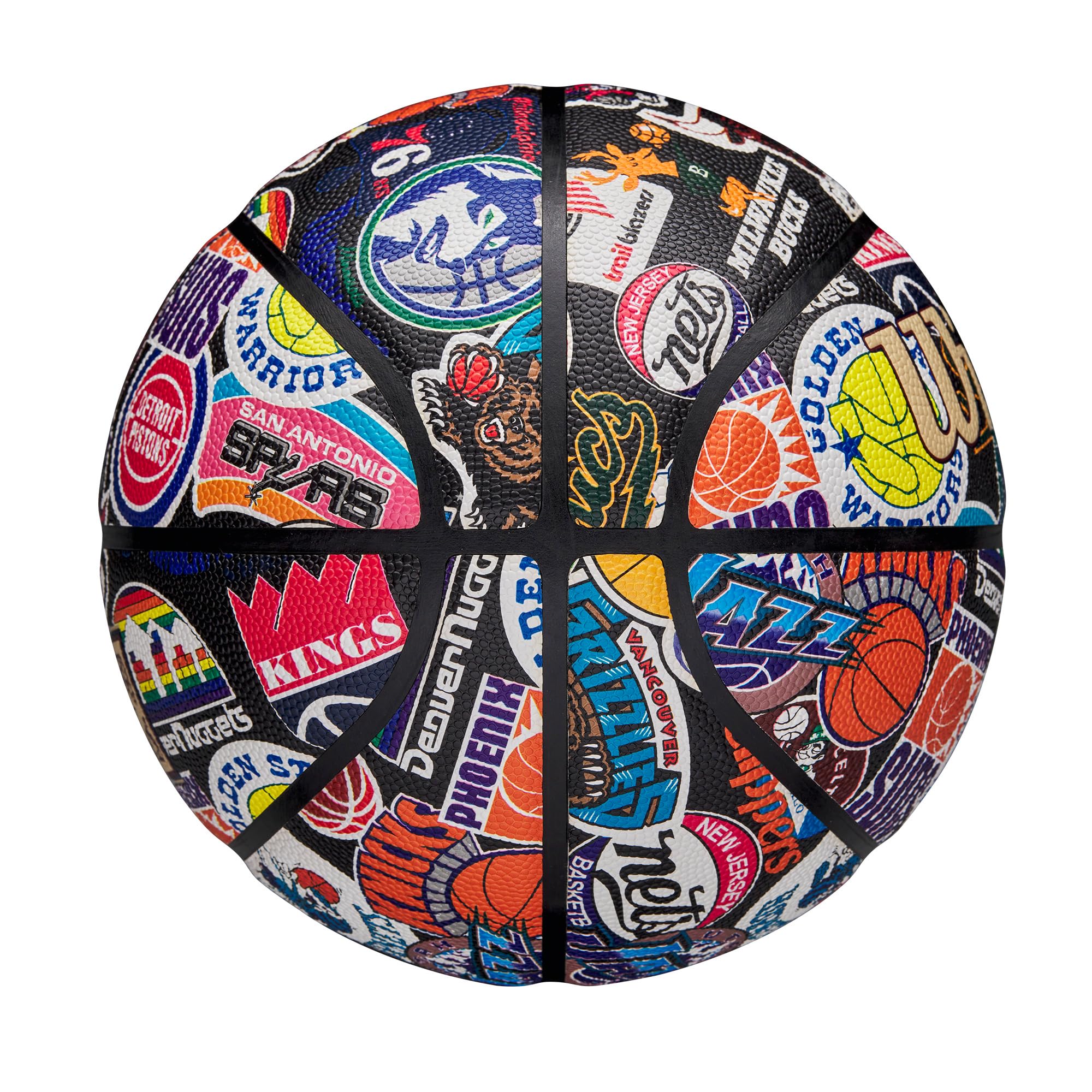 Wilson Balón NBA All Team Retro, Fabricado con Innovación de Doble Profundidad y una Superficie de Tacto Puro, con Retención de Aire Mejorada y Emblemas Clásicos de Duela, Talla: 7