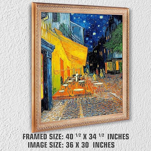 Miniatura 1147 de A&T ARTWORK The Starry Night de Vincent Van Gogh. Tamaño del marco: 36 x 30 pulgadas, tamaño de la imagen: 30 x 24 pulgadas, reproducciones clásicas