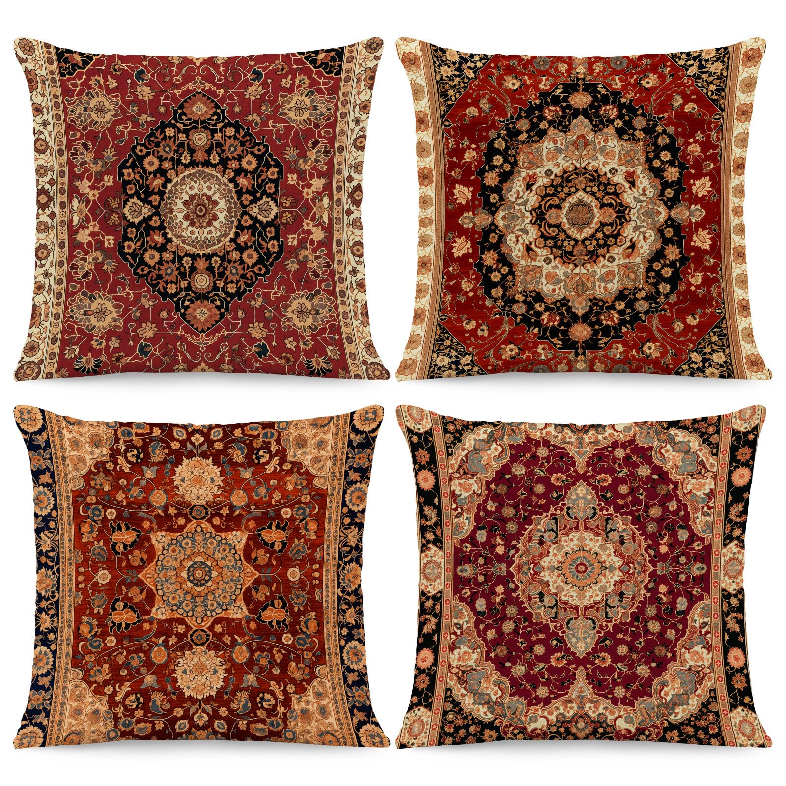 BREASOME Boho Ethnic Geometric Cushion Covers 45 x 45 cm Set of 4