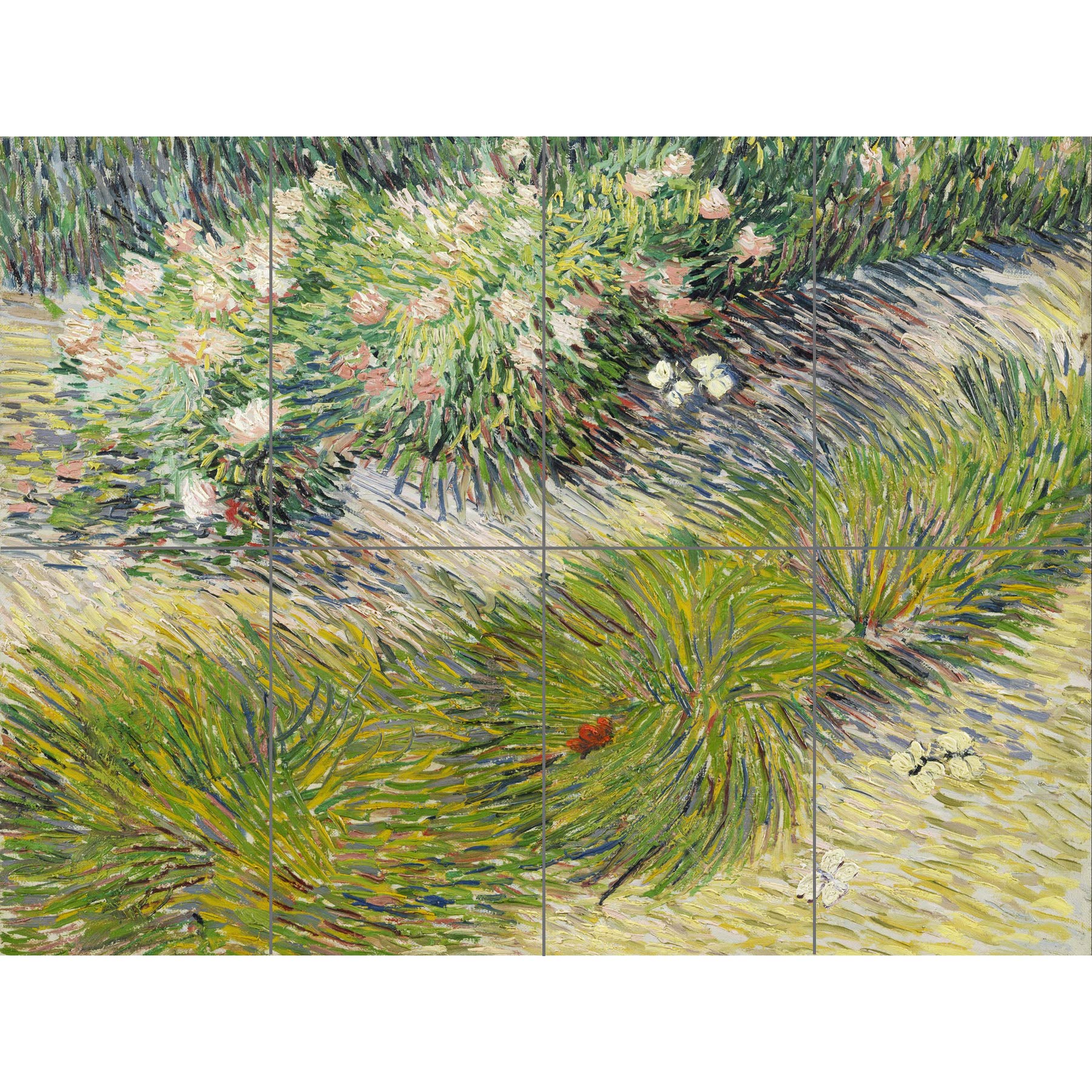 Artery8 Vincent Van Gogh Grass And Butterflies Xl Giant Panel Poster (8 Sections)