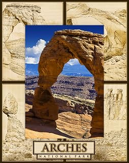 Saddle Mountain Souvenir Arches National Park Montage Laser Engraved Wood Picture Frame Portrait (5 x 7)