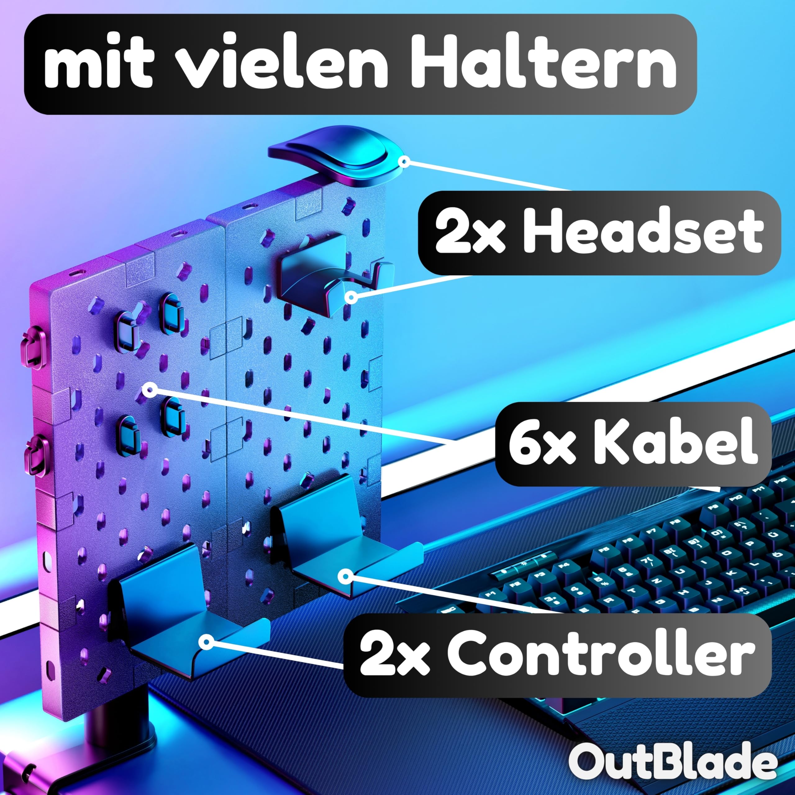Headset Halterung - Kopfhörer Ständer – Controller Halter - Gaming Zubehör – Kopfhörer Halter – Schreibtisch Zubehör - Kopfhörerständer – Kopfhörerhalter