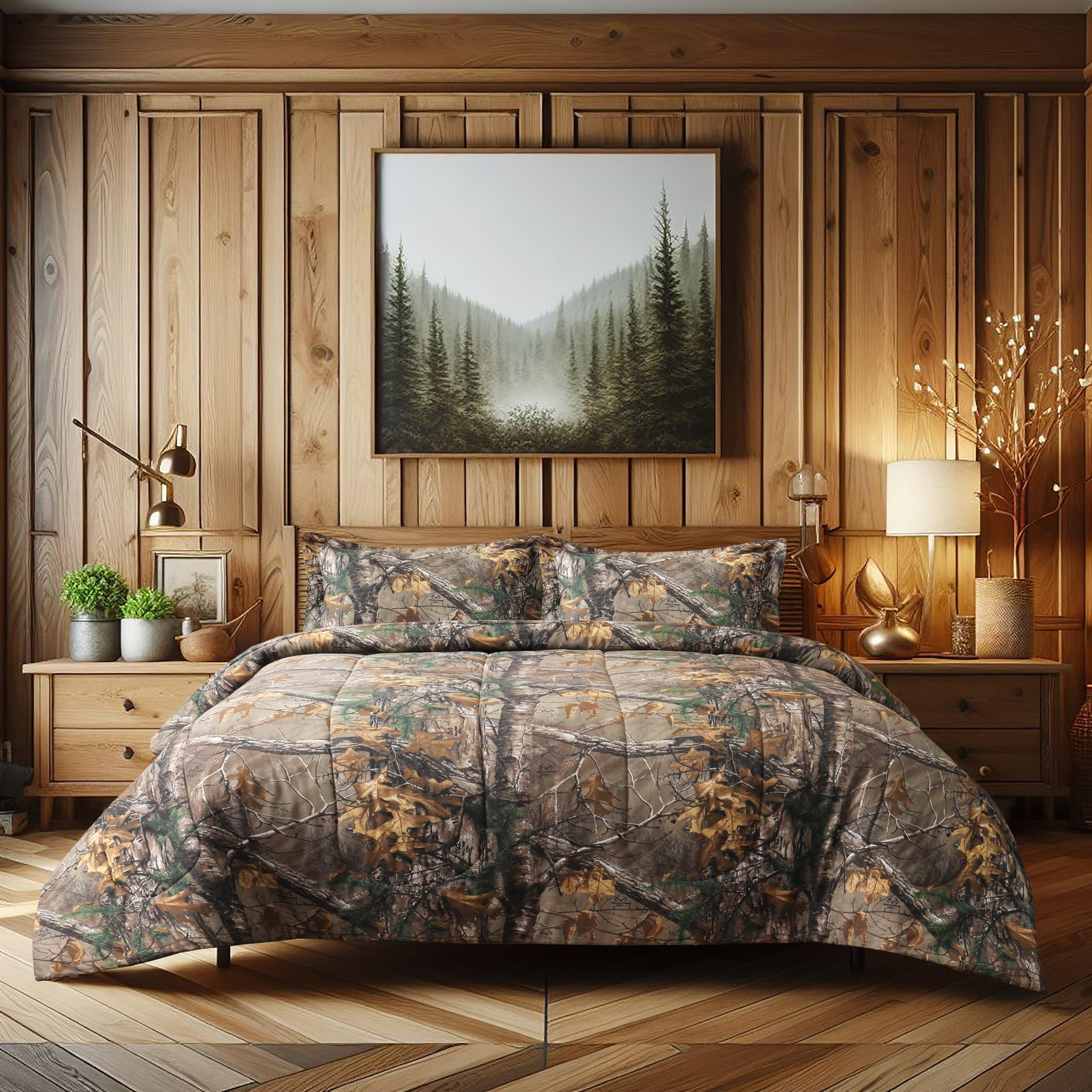 Boston Linen CompanyRealtree Xtra Camouflage-Bettwäsche-Set für Doppelbett, Polyester-Baumwollgewebe, superweich, pflegeleicht, Perkal-Gewebe, Jagd und Outdoor, Camouflage-Bettwäsche – Twin