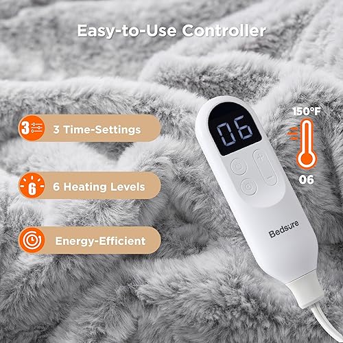 Miniatura 4 de Bedsure Almohadilla térmica con peso para aliviar el dolor de espalda, almohadilla térmica eléctrica para cuello y hombros, almohadilla térmica con