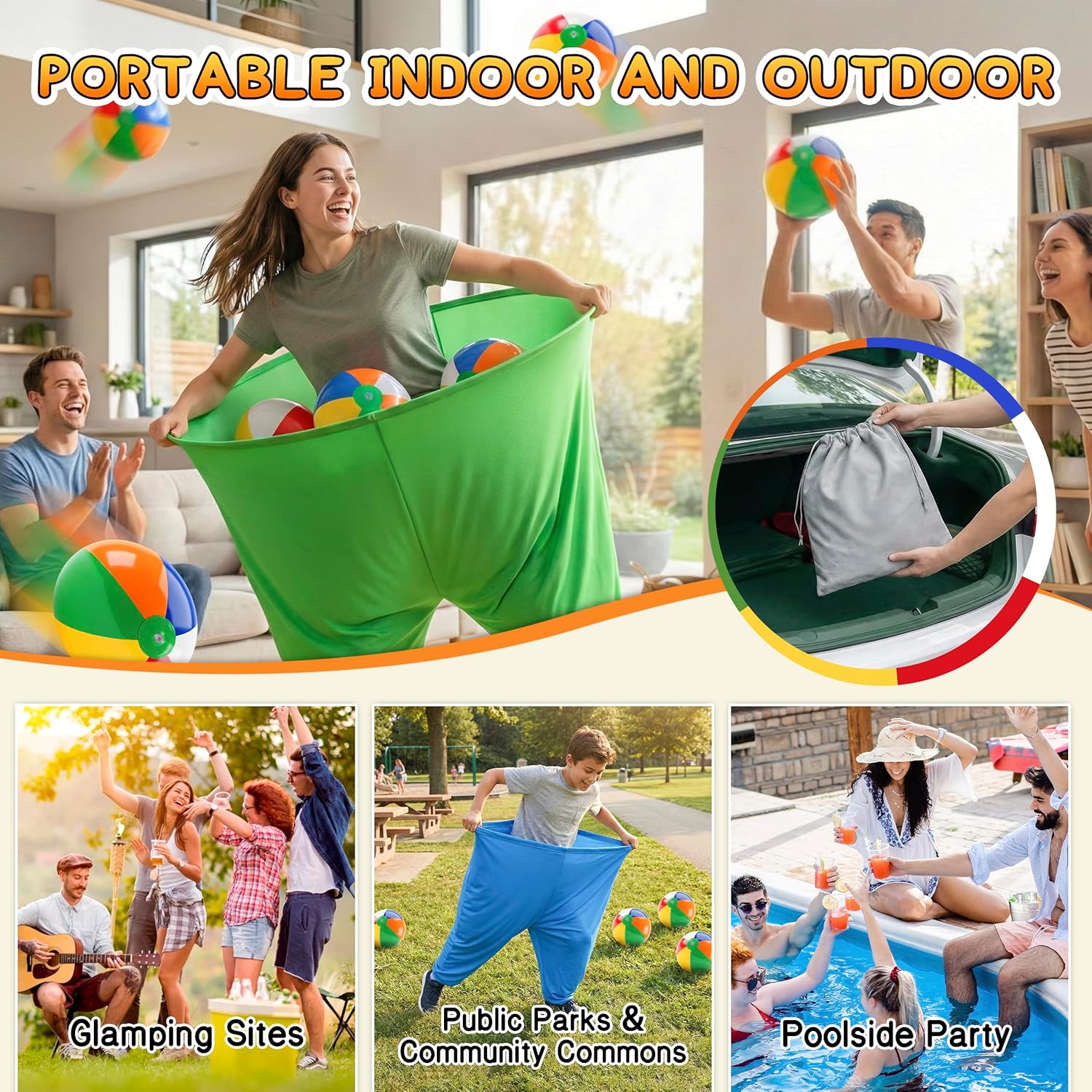 Granny Pants Yard Game, Granny Pants Outdoor Party Game, with Bouncy Balls, Storage Bag & Air Pumps – Funny Easter Lawn Games for Adults, Groups, Backyard Party & Family Gatherings