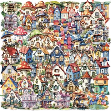 50pcs Transparent Castle Sticker for Scrapbooking PET Fairy Tale Castle Stickers Kawaii Stickers Vintage Dreamy Building Sticker Waterproof Colorful Clear Decals for Journaling