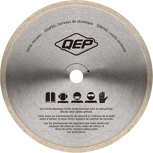 Miniatura 4 de QEP Hoja de diamante premium de borde continuo de 7 pulgadas para corte húmedo o seco de cerámica, porcelana y mármol azulejos, plata