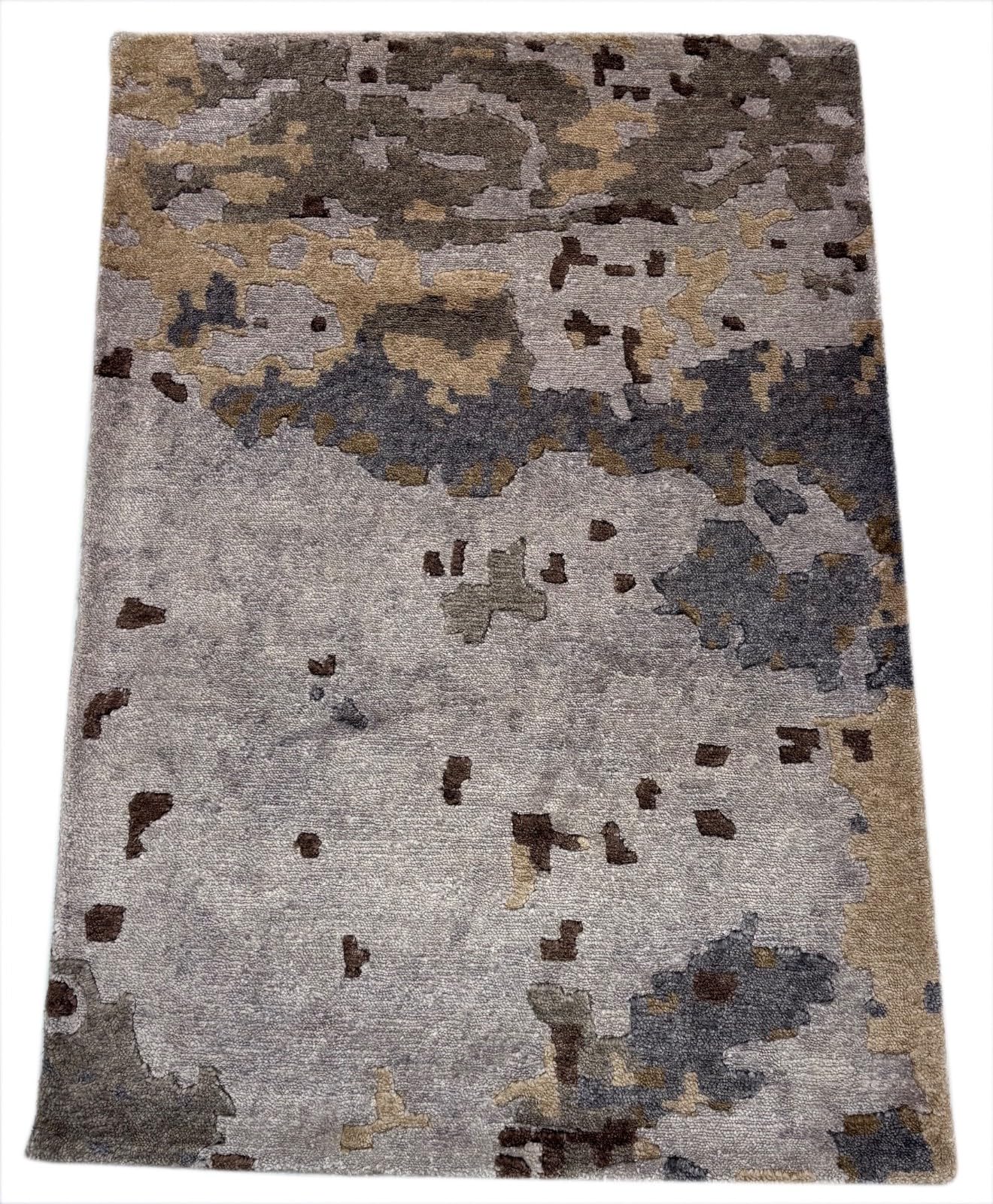 Tapis brillant, fait à la main, 60 x 90 cm, multicolore, soie de bambou, R115