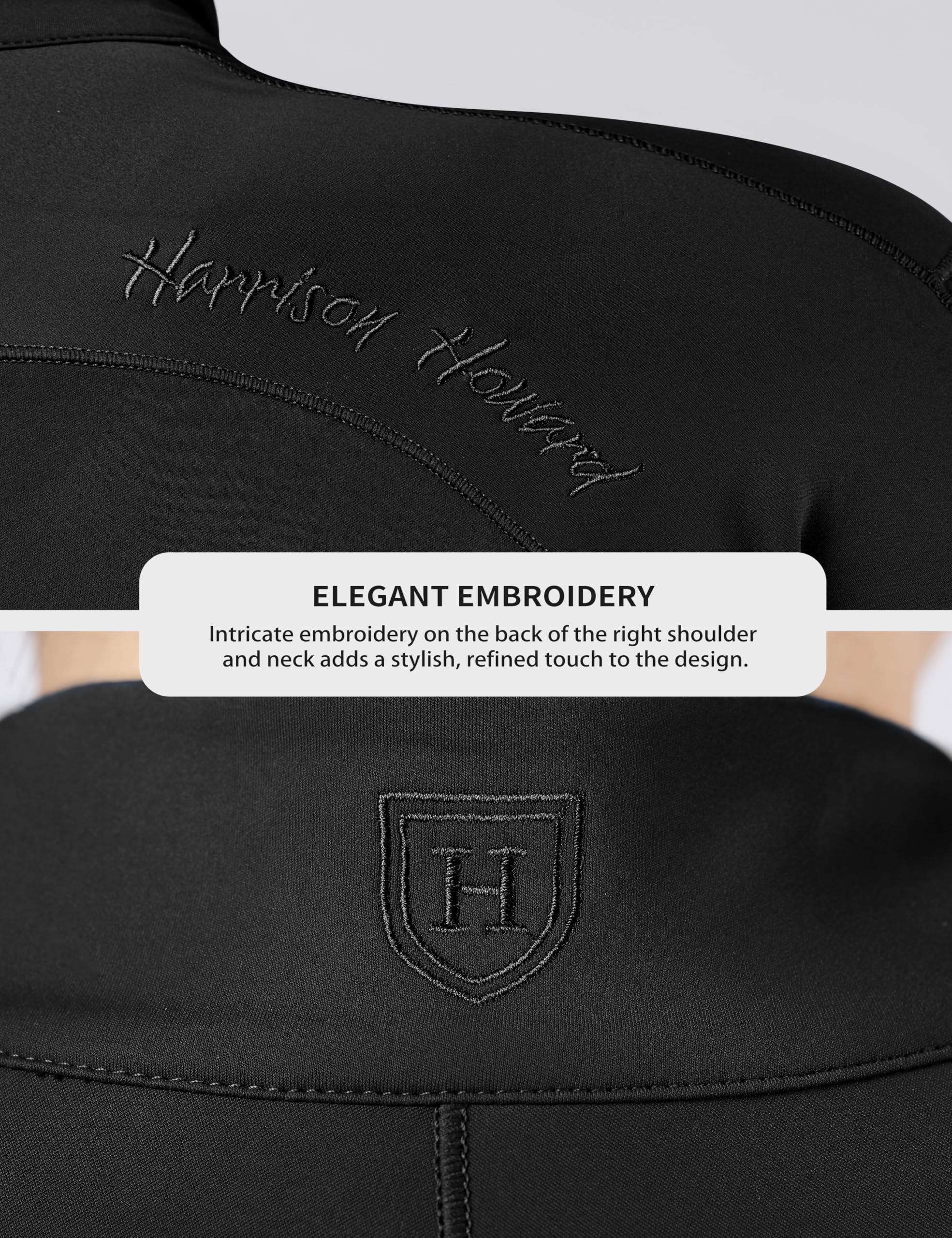 Harrison Howard Camicie da equitazione da donna a maniche lunghe con colletto rialzato con ricamo Camicie da spettacolo equestre