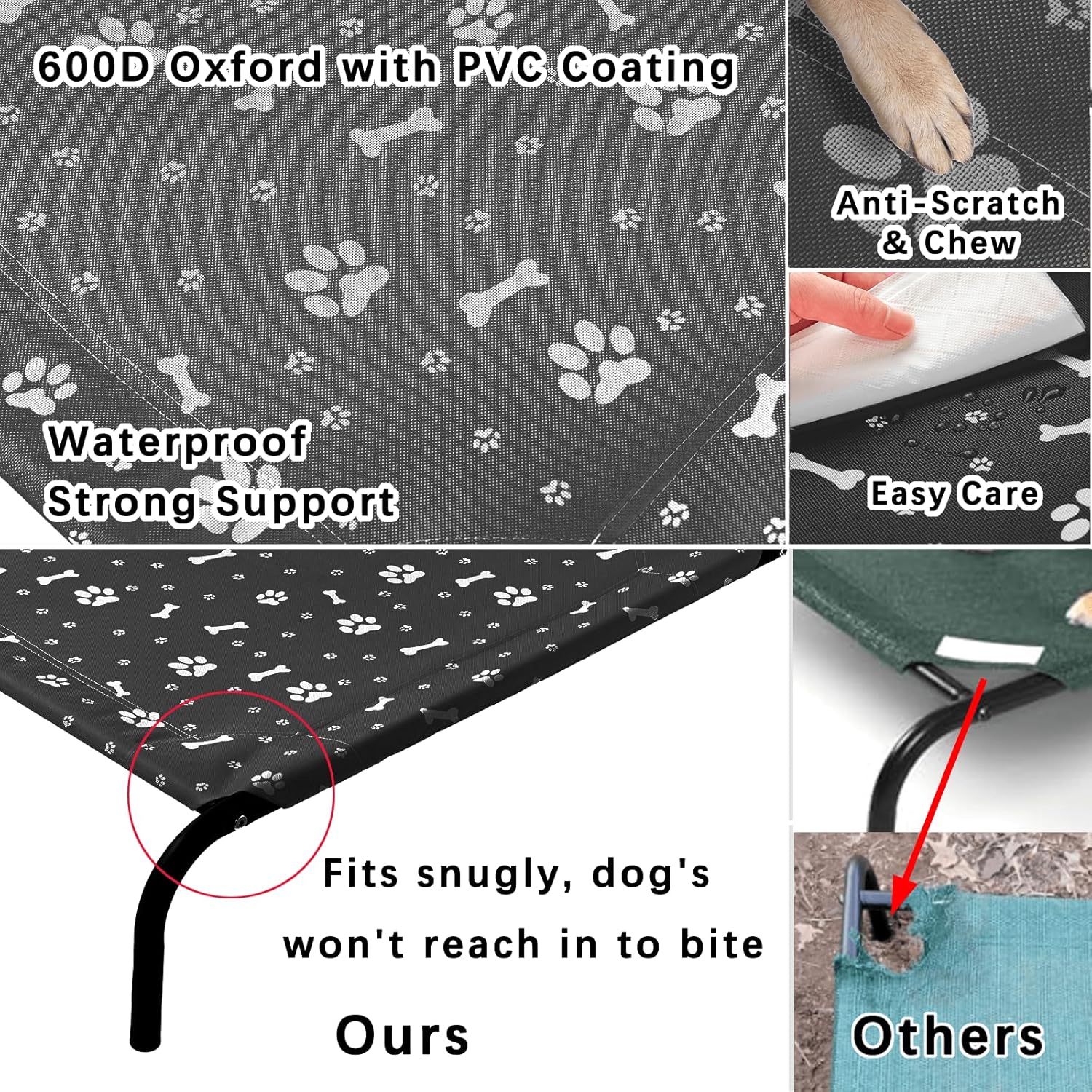 review Elevated Dog Bed Pet Bed Replacement Cover, Raised Dog&Cat Bed with Washable WaterProof Mesh, Dog Cot Cat Bed Cover. L(43.3