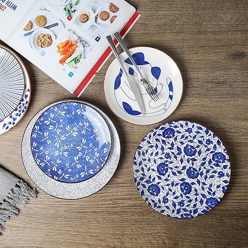 Miniatura 3 de Selamica Juego de platos de ensalada de cerámica, platos de postre de cocina de 8 pulgadas, platos pequeños para servir aperitivos, pasta, aptos