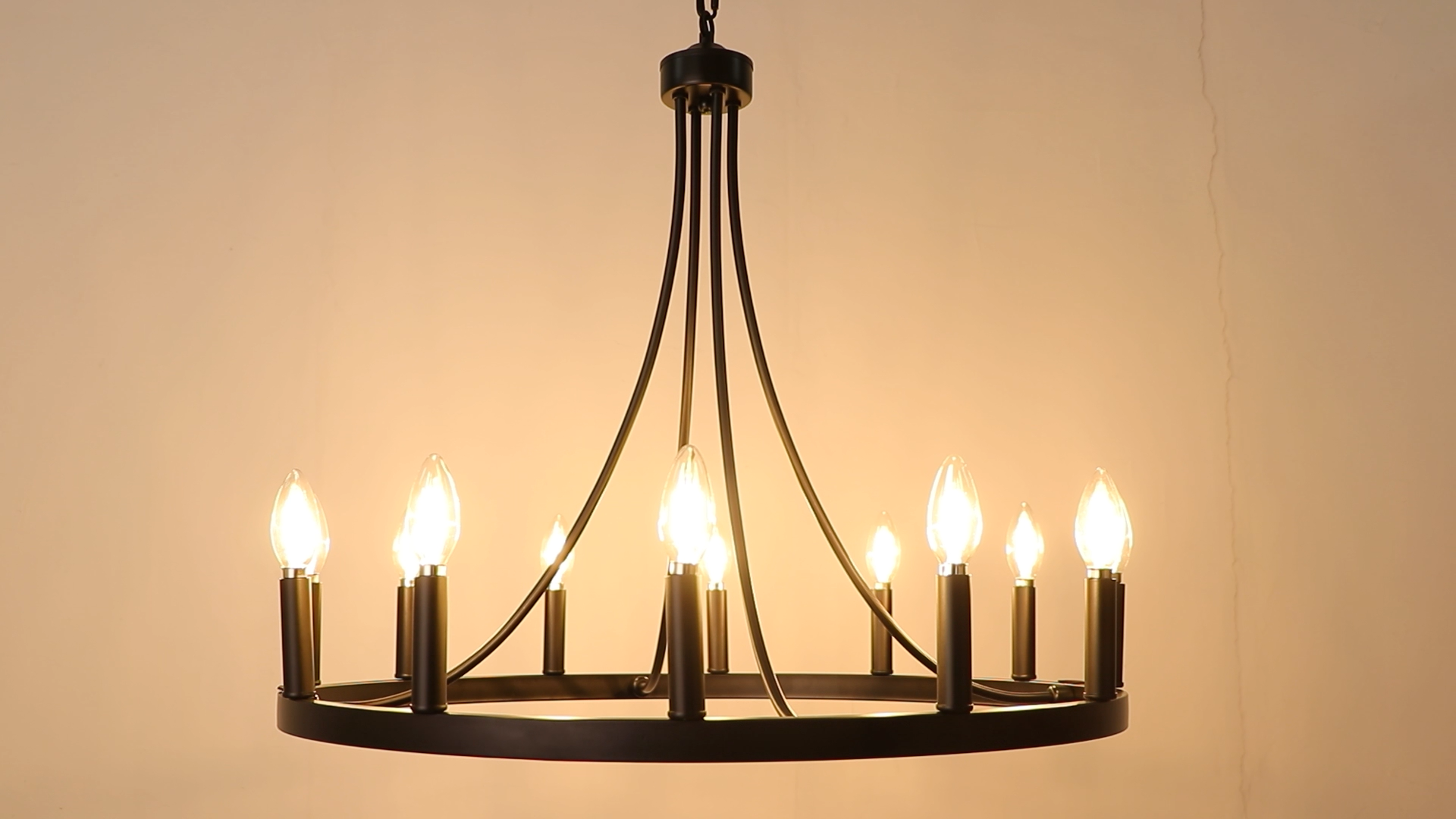 ベルイルの燈台 LynPon Black Wagon Wheel Chandelier, 12 Lights Rustic