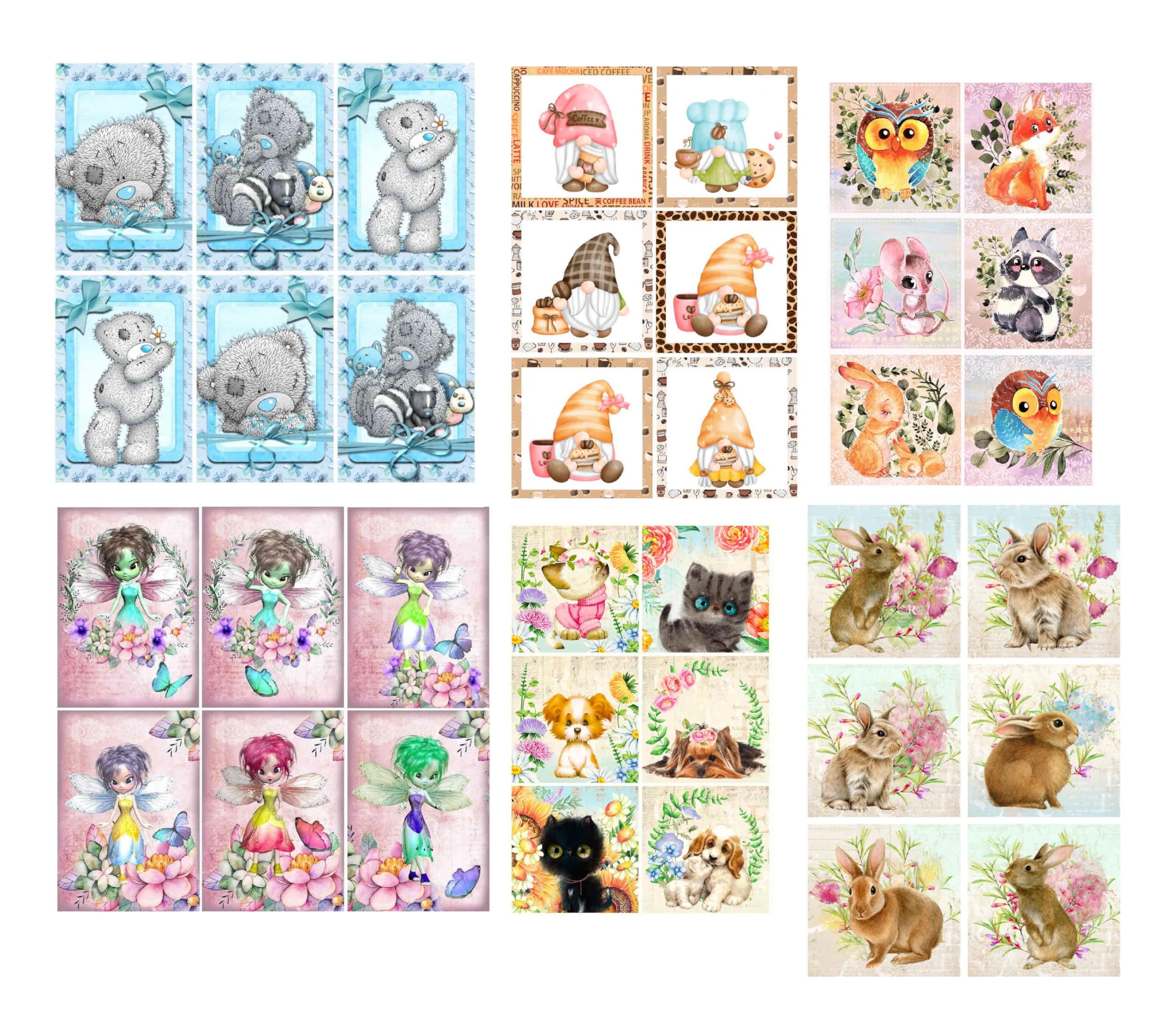 Chic Cottage Crafts Cuties Card Making Toppers - 36 Pieces Selection - DIY to Cut Out Yourself! - Craft Embellishment