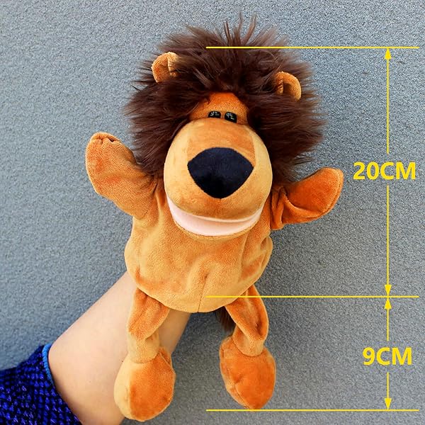 LOMTRATS Marionetas de mano de animales para contar historias, incluye lobo, tigre, león y mono con patas, ideal para enseñanza y regalos de cumpleaños (boca abierta móvil) - 2