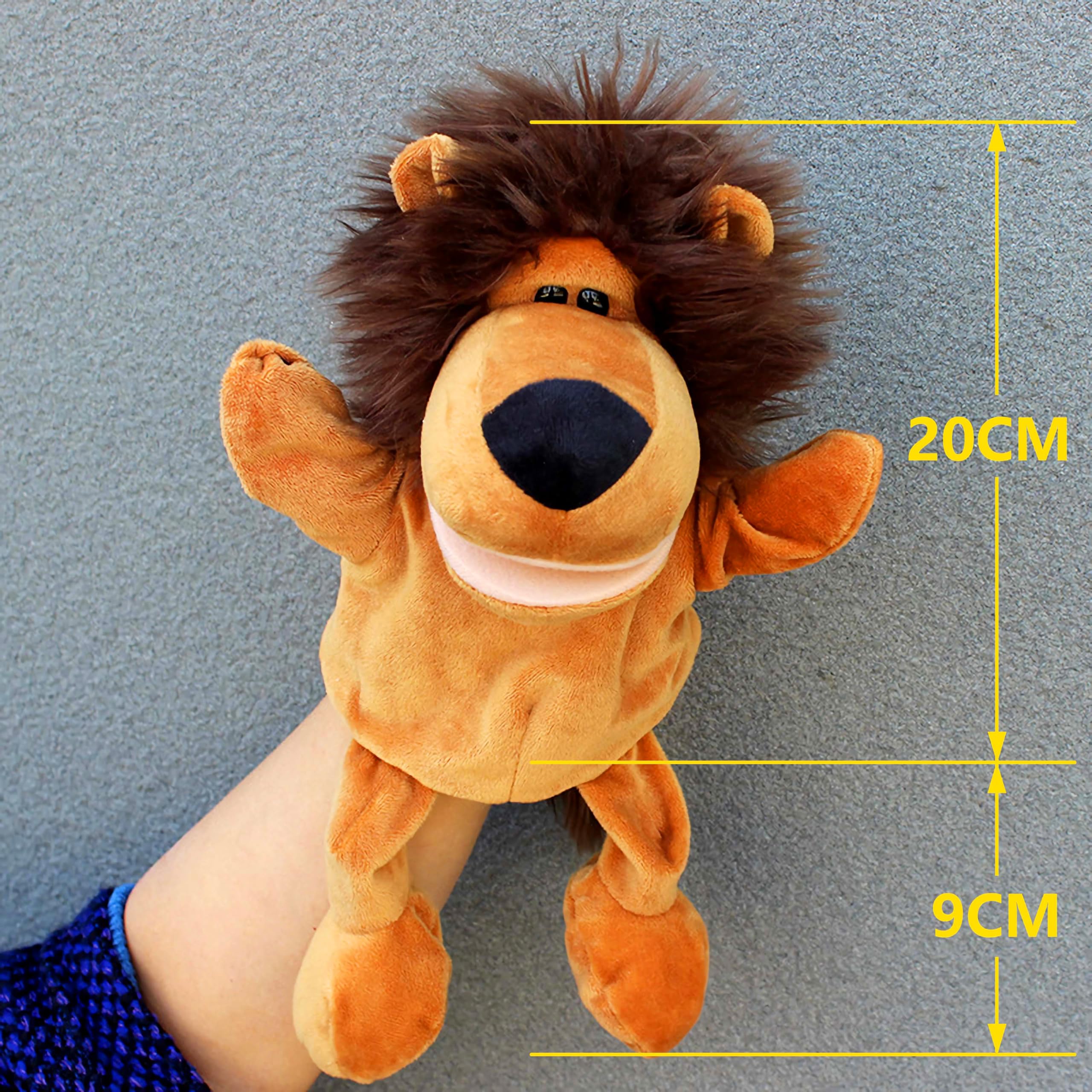 LOMTRATS Marionetas de mano de animales para contar historias, incluye lobo, tigre, león y mono con patas, ideal para enseñanza y regalos de cumpleaños (boca abierta móvil) - 2
