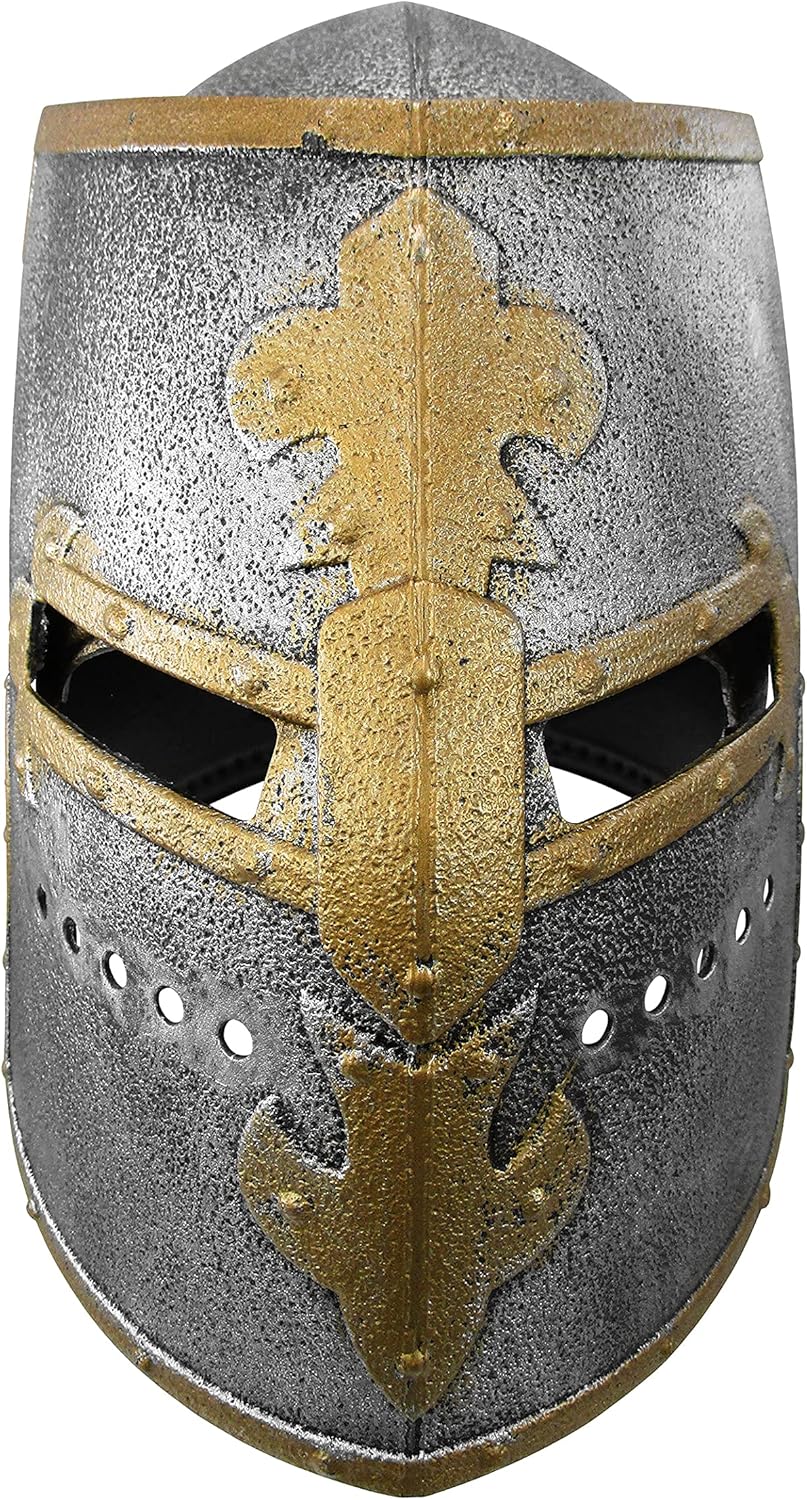 Nicky Bigs Novelties Child Kids Medieval Crusader Knight Helmet With Folding Face Mask Boys Battle Pretend Play Costume Plastic Halloween Cosplay LARP - Image 3