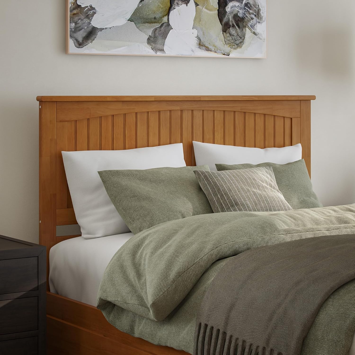 AFI, Nantucket Queen Platform Bed with Footboard & Twin XL Trundle, Light Toffee