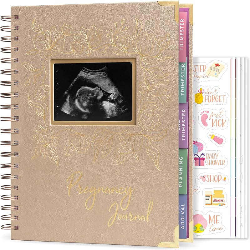 Pregnancy Journal, Expecting First Time Mom Planner Pearl | SonoFrame edition, Organized pregnancy & baby diary with weekly countdown calendars & checklists, memory book 9 x 10.5 in