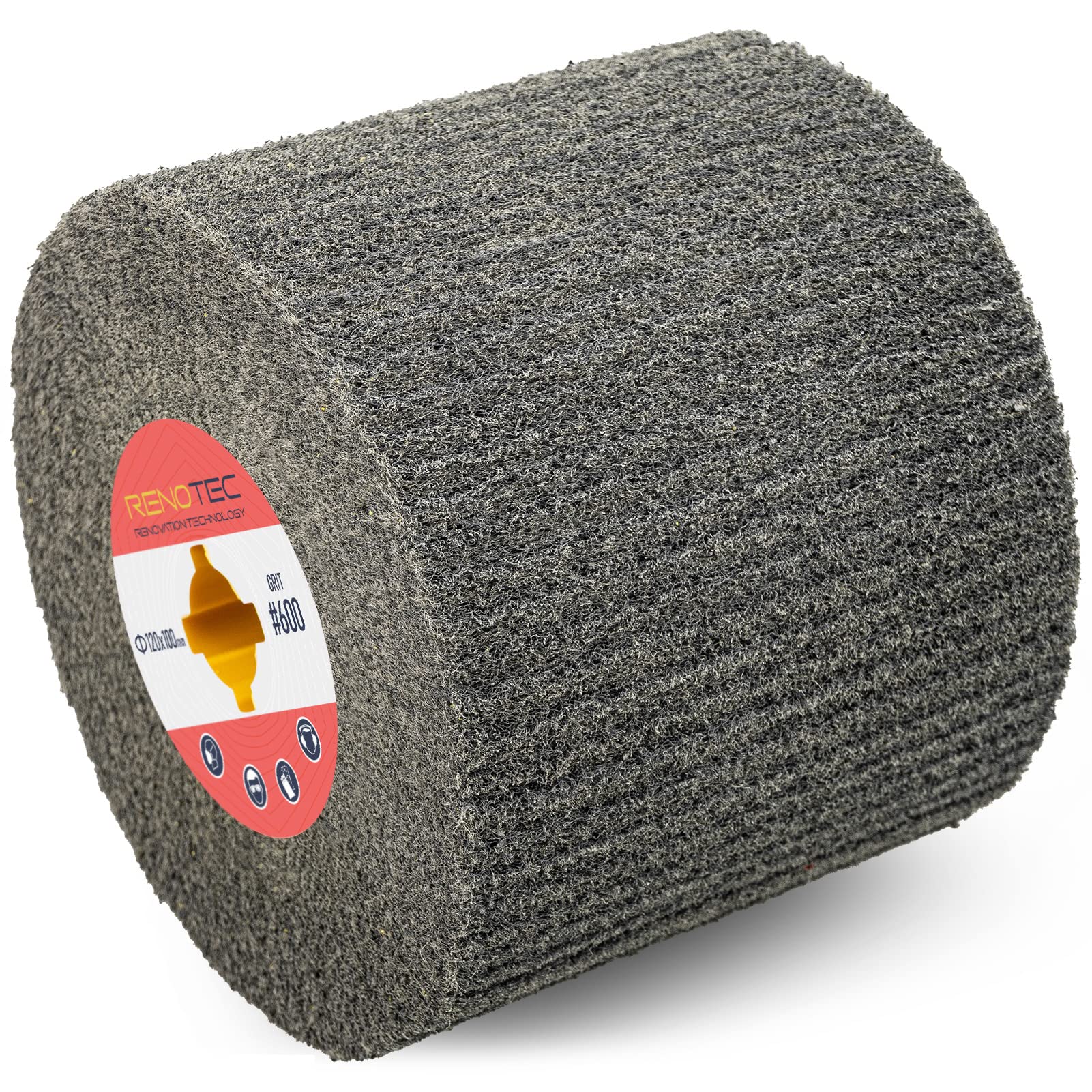 RENOTEC 120x100mm Non-Woven Abrasive Flap Wire Drawing Polishing Burnishing Wheel for The Surface Treatment of Metal Products (600 GRIT)