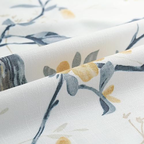 Miniatura 5 de VOGOL - Cenefa gris para ventanas de sala de estar, 1 panel con patrón de pájaros, textura de lino para cocina, cenefa rústica corta de 42 x 18