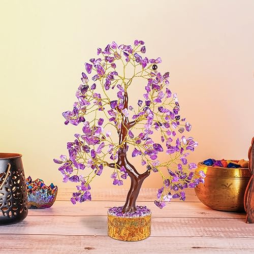 Miniatura 5 de Árbol de dinero de piedra amatista  Árbol de la vida  Piedras curativas energéticas  Bonsái de Feng Shui  Curación de cristal de Reiki  Buena suerte