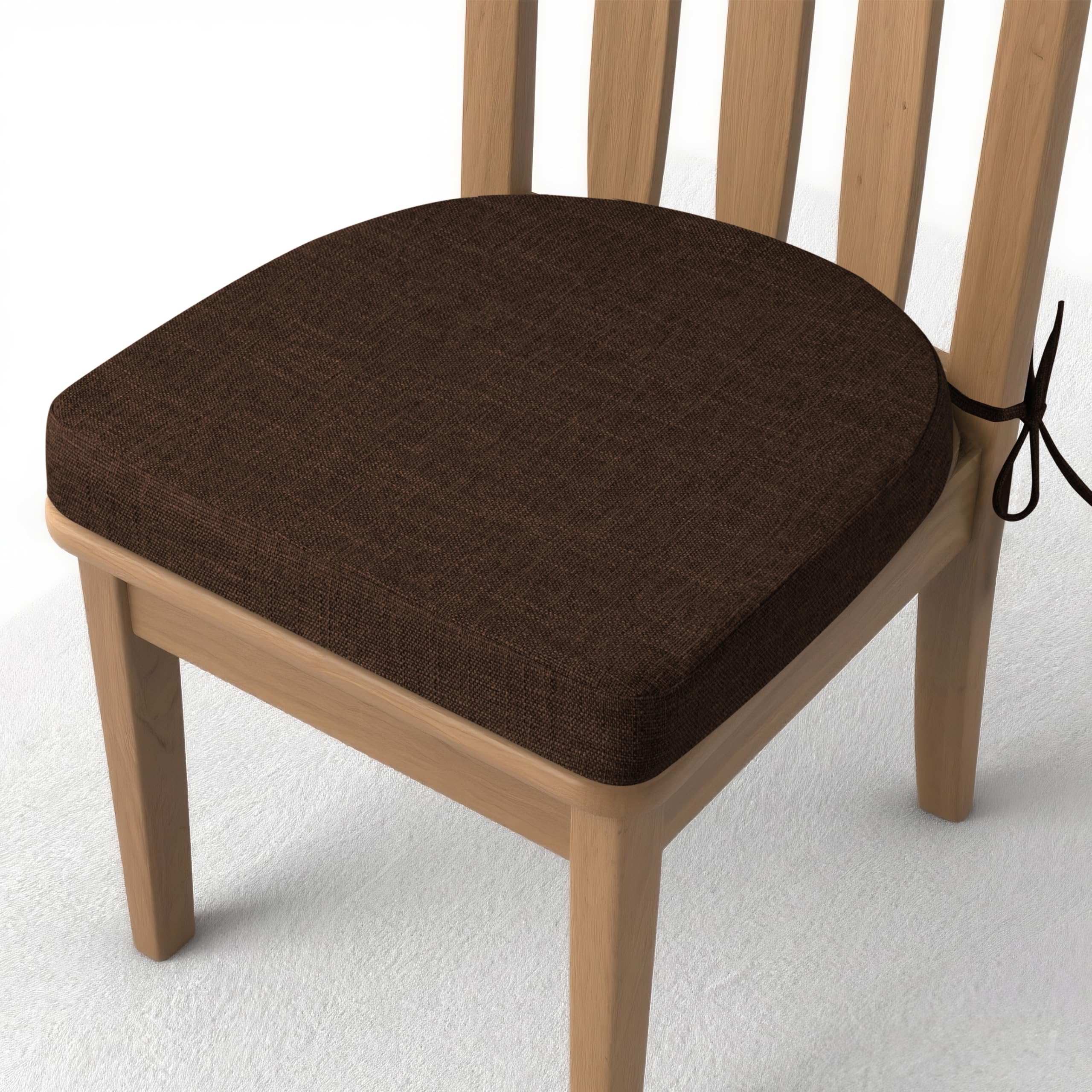 AddGrace Seat Cushions for Dining Chairs 43 * 40 * 5 cm Non-Slip U-Shaped Chair Cushions with Ties Thickened Seat Pads for Kitchen Dining Room(Brown,1 Pack)