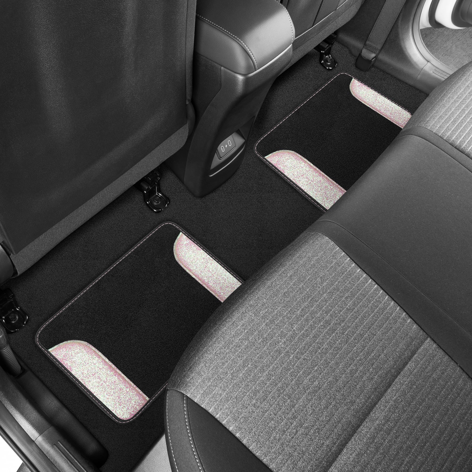 Carbella Glitter Bling Car Mats 4-Piece Set Two-Tone Shiny Carpet Car Floor Mats Stain-Resistant Floor Mats for Cars — view 6