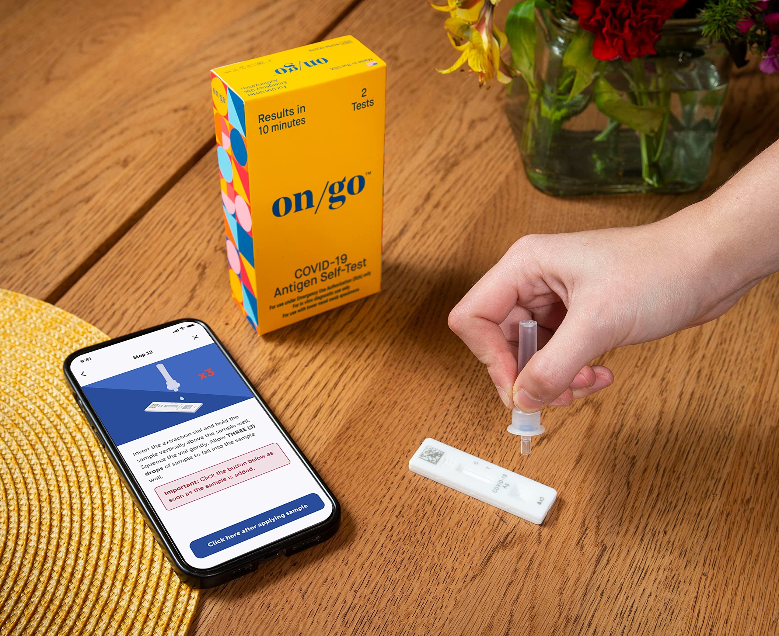 On/Go atHome COVID19 Rapid Antigen SelfTest, 2 Tests Per Pack, Test