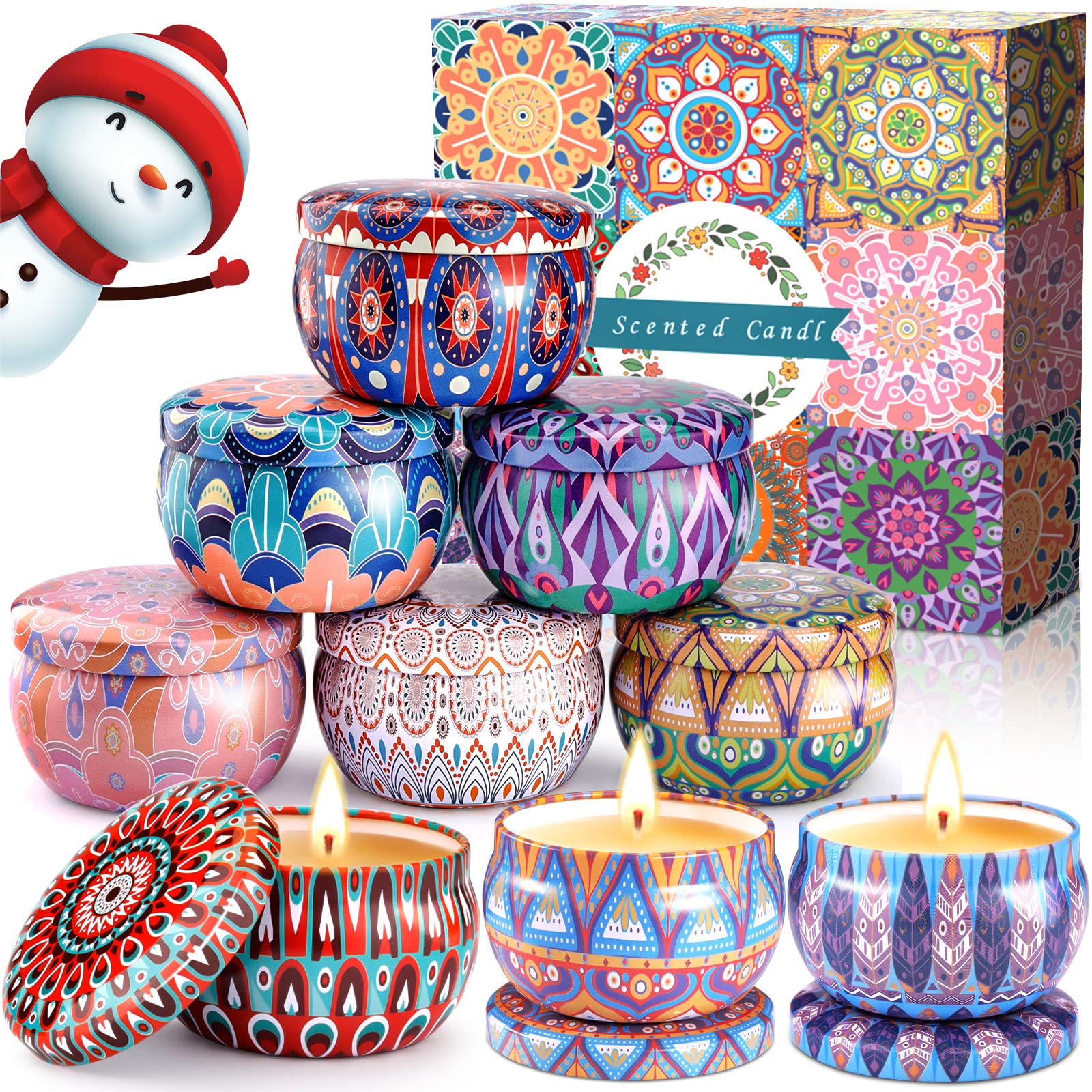 VIPNAJI Velas Perfumadas Juego de 9 piezas Vela Aromática Regalo de Velas de Aromaterapia Cera de Soja Natural,Juegos de Velas para Cumpleaños, Aniversario, Día de la Madre, Navidad, Regalos Mujer